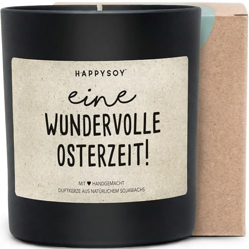 Eine wundervolle Osterzeit - Duftkerze mit Spruch als Geschenk für Ostern, liebevolle Aufmerksamkeit für Familie und Freunde, Kerze im Glas mit blumigem Duft