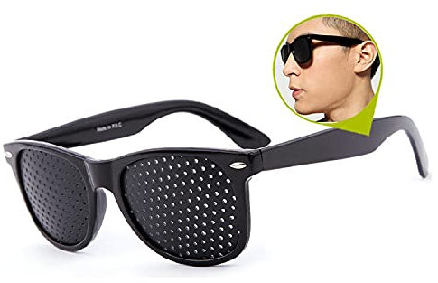 SUNNEE Pinhole Vision Improve Glasses Eyes Exercise Vision Correction Glasses Anti-Fatigue Eyesight Vision Improve Glasses (Black)