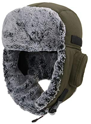 ZffXH Trapper Mütze Herren, Ushanka Herren Wasserfest, Warme Mütze Mit Ohrenklappen, Mütze Mit Ohrenklappen, Russen Mütze Herren, Herren Winter Fliegermütze Trappermütze