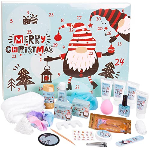 BRUBAKER Cosmetics - Calendrier de l'Avent/Noël - Contient 24 Produits de Bain & Beauté - Coffret XXL de Bien-être - Idée cadeau Femme & Fille - Lutins/Gnomes