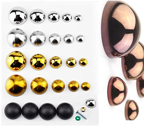 8 pièces/lot dôme hémisphère capuchon décoratif clou à vis pour miroir acier inoxydable-dia 25mm, argent brillant