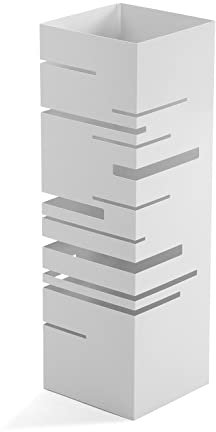 Versa Stripes Paragüero para la Entrada, Habitación o Hall, Porta paraguas moderno, , Medidas (Al x L x An) 49 x 15,5 x 15,5 cm, Metal, Color Blanco