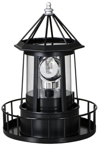 Operitacx Solar Leuchtturm Außenleuchte Rotierendes Led Licht Wetterfest Drehbare Solarlampe 8.3X5.9X8.3 Zoll Gartendekoration Zaunbeleuchtung