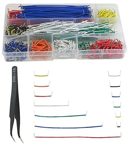 BGTXINGI 560 Stück 14 Arten 2,54-mm-Jumper Wire Kit Breadboard-Leiterplatten-Jumper-Draht PVC-Löten Doppelend-Verzinnungs-Verbindungskabel (PCB-Sprungplatinenkabel-Drahtsatz) mit einer Pinzette