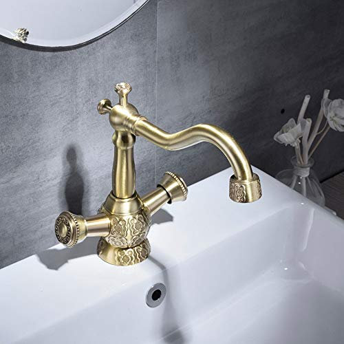 Mélangeur de coupe à double poignée tous robinets en bronze robinets chauds et froids chauffage à froid au-dessus du comptoir assise robinet rotatif à trou unique (taille : 22 cm) (22 cm) bon