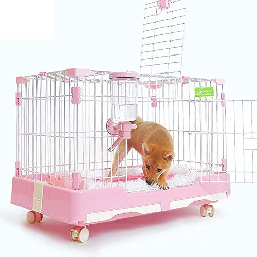 hundehütte outdoor , Hundehütte Mit Rollen, Tragbare Haustierhütte For Drinnen Und Draußen, Waschbare Und Zusammenklappbare Hundehütte Aus Draht, Mit Aufbewahrungsschublade ( Color : Pink , Size : 82*