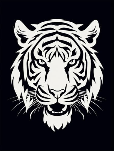 AMBATTERY Knüpfkissen Weißer Tiger Animal Latch Hook Teppich Für Heimwerker Mit Kissenverschluss-Sets Latch Hook Kit Für Kinder Und Erwachsene 20x15in