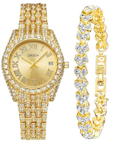 CIVO armbandsur dam rostfritt stål analog vattentät klassisk elegant klänning damklocka kvarts minimalistisk lysande datum presentset klocka för kvinnor, Guld, Standard, Armband