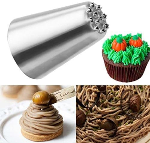 1pc Small Grass Piping Nozzle for Pastry Bag Montblanc Chestnut Mud Piping Nozzle Integrated Piping Nozzles for Confectionery-Pink