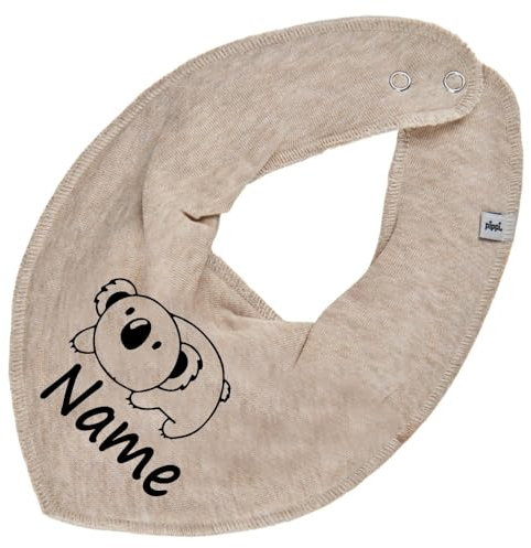 HALSTUCH Koala mit Name oder Text personalisiert für Baby oder Kind aus Baumwolle in Einheitsgröße beige