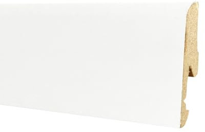 Onlywood Battiscopa MDF Bianco Liscio EVE - 10/14 x 58 mm - Asta da 2,4 m - Verniciabile - Conf. 24 ML'