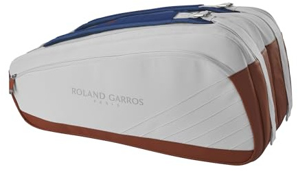 Wilson Roland-Garros Super Tour Tennisschlägertasche, für bis zu 9 Schläger, Ton/Weiß/Marineblau