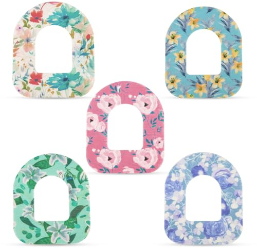 25pcs Adhesive Patches for Omnipod, Waterproof Sensor Patches Pre-Cut Sensor Stickers Sweatproof Sensor Cover Adhesive Tape Compatible with Omnipod 5 (5 Styles)