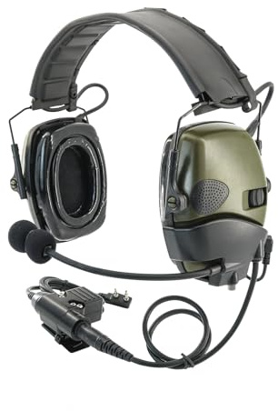 COMBATGEAR Hearing Protection Ear Defender Tactical Headset+Gel Earpads Noise Reduction NRR 23dB for Range Mowing (Style 1, Army Green)