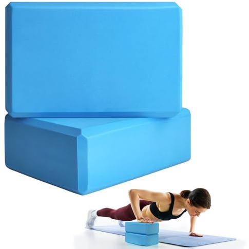 2 Pcs Yoga Blocks, 9x6x3 Foam Blocks Yoga Props for Pilates Stretching and Meditation Exercise Blocks Lightweight Yoga Essentials (Blue)