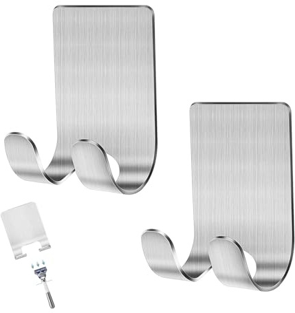 HXHWKEN 2 Stück Rasierer Halterung Dusche Selbstklebend Edelstahl Rasierer Halter Haken Rasiererhalter für Tür, Wand, Badezimmer, Küche