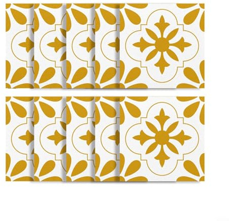 Lot de 10 autocollants en mosaïque pour murs intérieurs - Résistant à l'eau - Design 3D pour cuisine et salle de bain (20 x 20 cm)