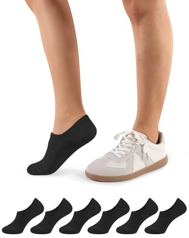 CLOSEMATE 6 Paires Chaussettes Invisibles Femme Socquettes 39-42 35-38 de Sport en Coton Éponge Antidérapantes Élastiques Respirantes Épaisses pour Sneakers Baskets Loafers en Blanc Noir Gris Beige