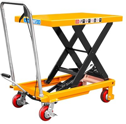 PLMNBQWE Carrello elevatore Idraulico, capacità di carico di 330 libbre, cricco per motociclette, Altezza di Sollevamento di 28 Pollici, Carrello elevatore a Forbice Singola con 4 Ruote per Materiale