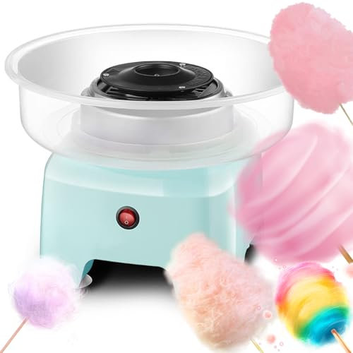 Cotton Candy Machine, Candy Floss Machine with 298MM Large Pallet and Splash Prevention Bowl, Candy Floss Maker with Removable & Washable for Gatherings Family Party Birthday blue