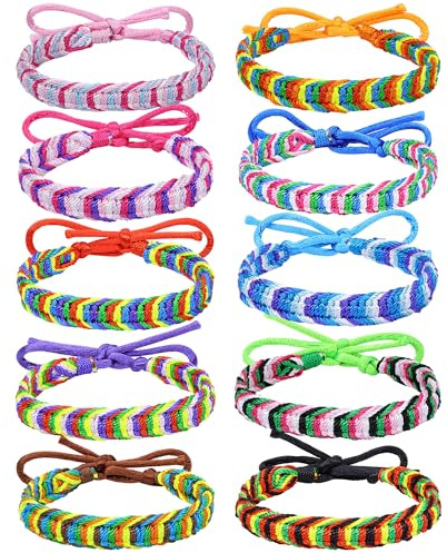 EUIOOVM 10pcs Regenbogen Armband Set Freundschaftsarmbänder Kinder Verstellbar Geflochtenes Armband Pride Armbander Surferarmband Damen Herren