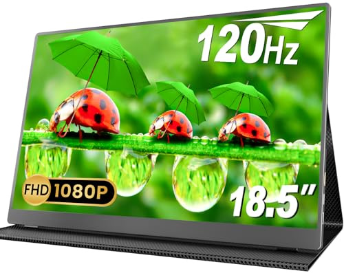 MOMODS 18.5 Inch Portable Monitor - 120Hz 1080P FHD Portable Gaming Monitor, Second Screen for Laptop with IPS HDR, USB-C & HDMI, Travel Monitor with Speaker, VESA Compatible
