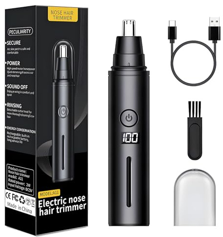 Xynovate Cortapelos de Nariz Recargable, Cortapelos de Oreja Profesional Indoloro, Recortador Pelos Vello Facial para Hombres y Mujeres, Cuchilla Hipoalergénica de Doble Filo, Fácil de Limpiar