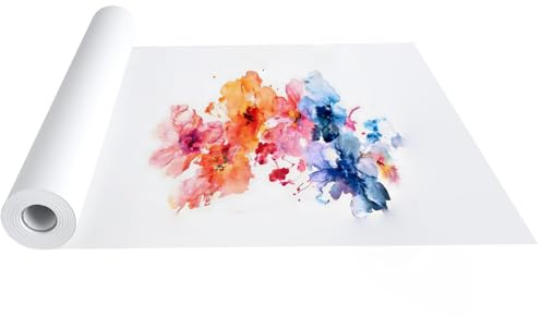 QinOustore Rotolo Carta da Disegno 43 x 20 m, 80 g/m² – Carta Bianca per Disegno e Pittura – Carta per Schizzi in Rotolo – Per Bambini, Scuola, Lavoretti Creativi e Progetti Artistici