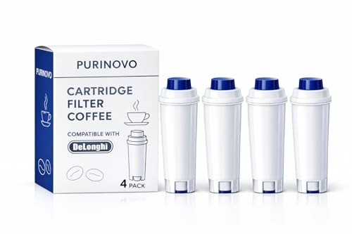 PURINOVO - Compatible con cartuchos de filtro De'Longhi Magnifica, Dinamica, Eletta, ECAM, ESAM - Lote de 4 - Filtro antical