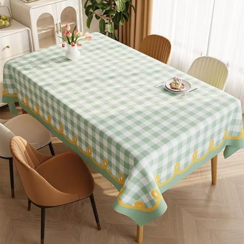 Surwin Wachstuchtischdecke Tischdecke Rechteckig Abwaschbar Wasserdicht Fettdicht Tischschutzfolie Farbige Quadrate Gartentischdecke Wetterfest Tischdecke Plastik für Party (Grün,120x120cm)