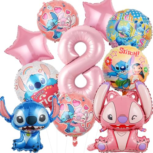 Geburtstagsdeko Mädchen, Deko Geburtstag Luftballon 8 Jahre, Geburtstagsdeko 8 Jahre Mädchen Anime - Thema, Kindergeburtstag Deko Folienballon 8 Als Geschenk Zur Birthday Decorations
