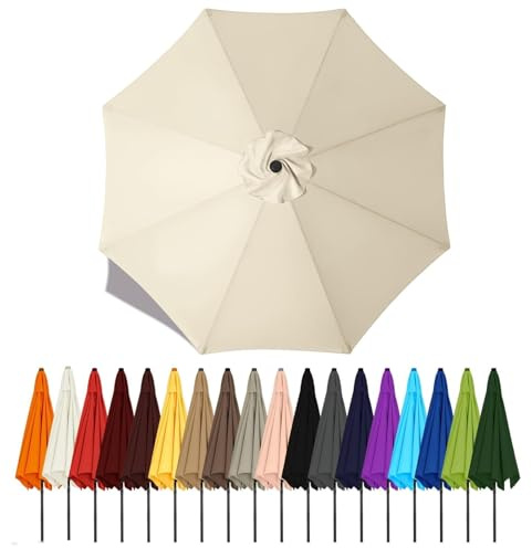 Murzoeky Replacement Parasol Canopy,Garden Umbrella Replacement Cover Fabric 6/8 Arms For 2m/2.3m/2.5m/2.7m/3.0m/3.5m Sun Parasol,Replacement Parasol Canopy Waterproof Outdoor Table Market Umbrella