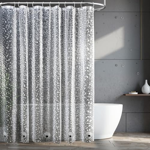 NDDYCU Duschvorhang Transparent 180x200, Duschvorhang Anti Schimmel Durchsichtig mit Magnet Gewicht, Eva Shower Curtain Plastik Duschvorhänge Badewanne 183x198 cm