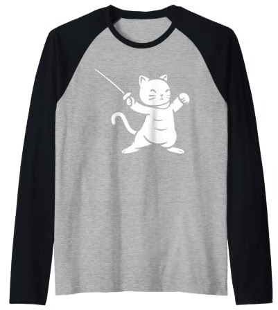 Esgrima Deporte de Combate Simple Espada Minimalista Esgrima Camiseta Manga Raglan