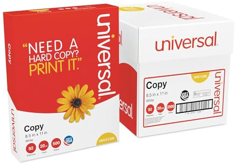 Universal 11289 Copy Paper Convenience Carton, 92 Brightness, 20lb, 8 1/2 x11, White (Case of 2500 Sheets)