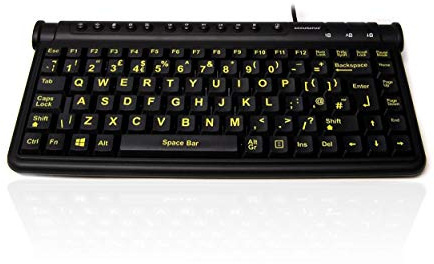 Accuratus Mini HiVis Hub - USB Mini High Visibility Multimedia Keyboard with 2 Port USB2.0 Hub