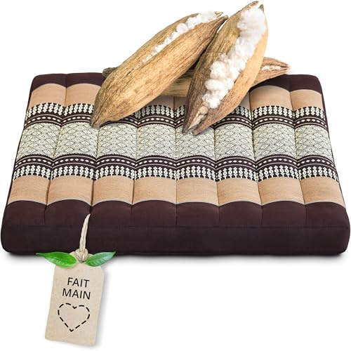 livasia Sitzkissen Stuhlauflage groß - 50x50x6cm - Bodenkissen Indoor/Outdoor, Meditationskissen Yogakissen, Stuhlauflage für Palettenmöbel, Steppkissen für Stuhl und Bank (Braun)