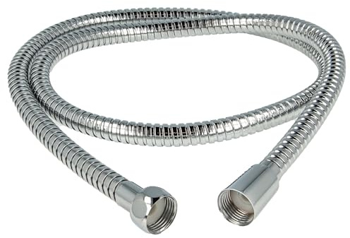tecuro Metall Agraff Brauseschlauch 2,00 m, doppelt gewickelt, hochglanzverchromt, Innenschlauch geprüft nach KTW-A und DVGW W-270, inkl. 2 Dichtungen