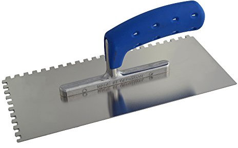 TREBI Profi Edelstahl-Glättekelle gezahnt rostfrei Softgriff blau 6 x 6 x 6 mm