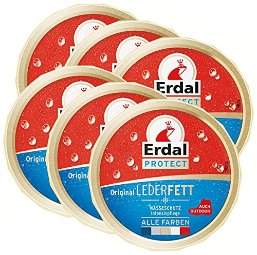 6x Erdal Protect Original Lederfett - Alle Farben, Intensivpflege mit Nässeschutz, 150 ml