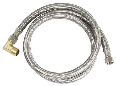 Highcraft Dishwasher Water Supply Line, Hose Connector Has 3/8 Inch 90 Degree Brass Elbow Fitting, Braided Stainless Steel 6 Ft