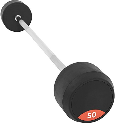 GORILLA SPORTS® Gummi Langhanteln - 10kg, 12,5kg, 15kg, 20kg, 25kg, 30kg, 35kg, 40kg, 45kg, 50kg Gewichte, mit/ohne Ablage, Stange verchromt und gerändelt - Rubber Barbells, Hantelset, Langhantel Set
