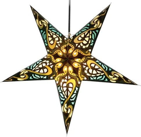 GURU SHOP Faltbarer Advents Leucht Papierstern, Weihnachtsstern 60 cm - Galadriel Grün