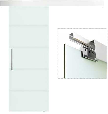 HOMCOM Puerta Corredera Cristal Puerta Deslizante de Vidrio Puertas de Interior Puerta de Granero Estilo Granero 75x210cm