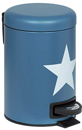 WENKO Cubo de pedal Stella azul marino - Cubo de cosmética, cubo de basura con mecanismo de pedal Capacidad: 3 l, Acero, 17 x 25 x 22.5 cm, Azul oscuro