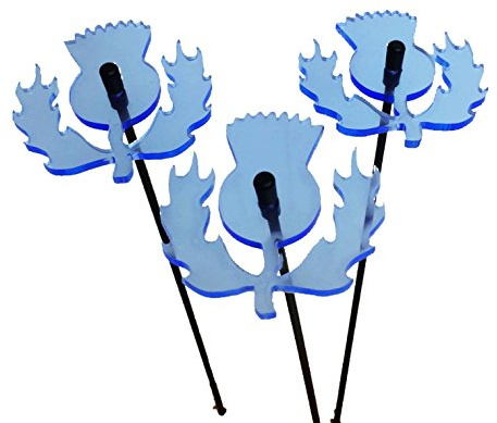 Sun Catcher Garden Decor Sonnenfänger Set aus 3 kleinen leuchtenden Schottische Distel Garten Dekoration für Garten, Balkon oder Terrasse, Farbe:Fluorescent Blue
