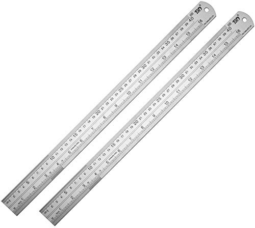 ZZTX Ruler Metal Straight Edge Stainless Steel Ruler 16 Inch Ruler Set Rulers Bulk 2 Pack