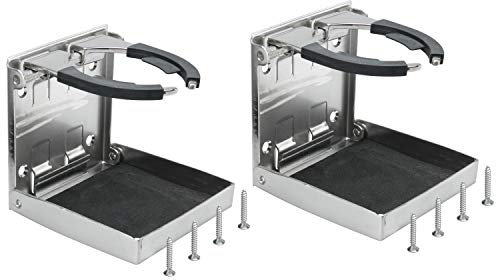 FreeTec 2 Stück Edelstahl verstellbare faltende Getränkehalter Marine/Boot/Wohnwagen/Auto (55mm-75mm Durchmesser)