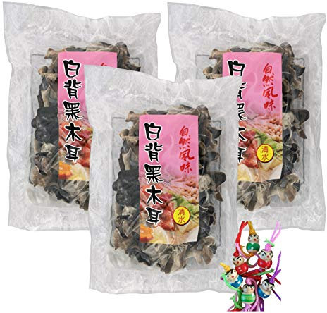 3er Pack - [ 3x 100g ] getrocknete Schwarze Pilze [ schwarz/weiß ] Mu-Err / Morcheln / Black Fungus + ein kleiner Glücksanhänger gratis