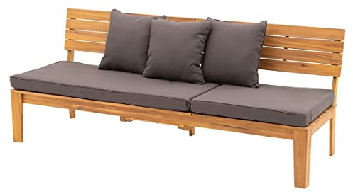 OUTLIV. Genua Gartenbank, 3-Sitzer, 200x72x80 cm, Polyester/Akazie/Holz | Polyester/Akazie/Holz, verstellbare Rückenlehne, 3-Sitzer, inkl. Kissen, 200x72x80 cm, für Garten und Terrasse